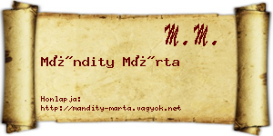 Mándity Márta névjegykártya
